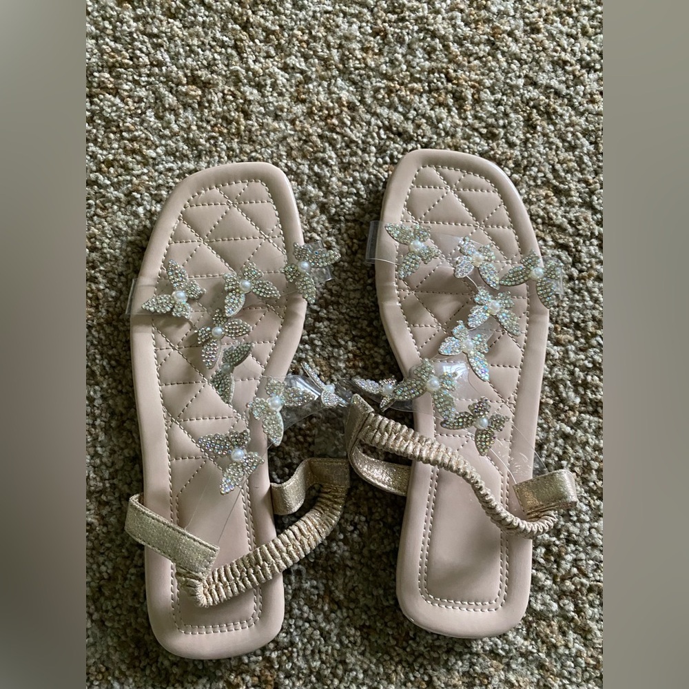 Shein Elegant Beige Butterfly Sandals